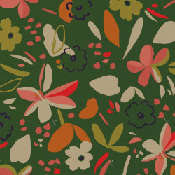 Printed Viscose BEAUTY Dark Khaki / Coral